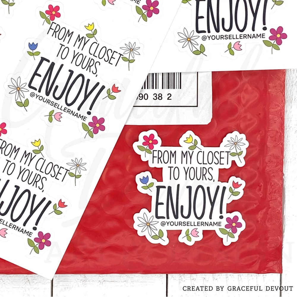 🌷From my closet to yours, ENJOY! -Sticker 2" (inches)(48ct.)[GD67-48] - Picture 8 of 8